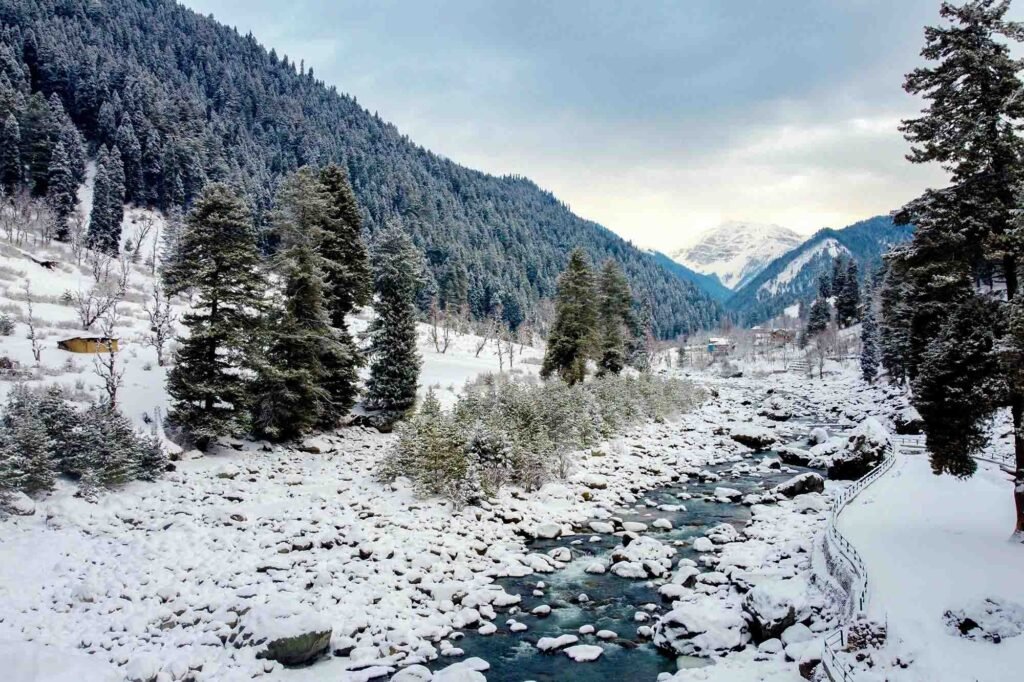 Snowcovered Pahalgam between October to December